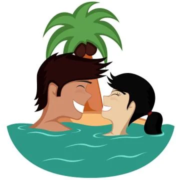 Couple in water Stock Illustration