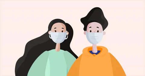 Couple Wearing Protective Face Mask. Safety During Coronavirus Pandemic. Stock Footage 172036625