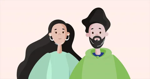 Couple Wearing Protective Mask 2D Flat Animation. Covid-19 global pandemic. Stock Footage 172024850