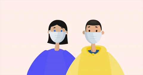 Couple Wearing protective Mask. Self-isolation Concept. Coronavirus Pandemic. Stock Footage 172025521