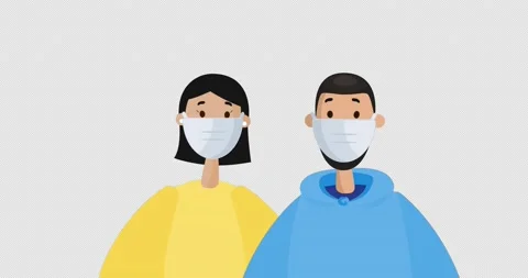 Couple Wearing Protective Mask. Self-isolation. Safety During Covid-19 Pandemic. Stock Footage 172032131
