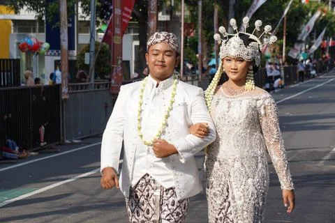A couple with a wedding dress from west java Fotos Stock