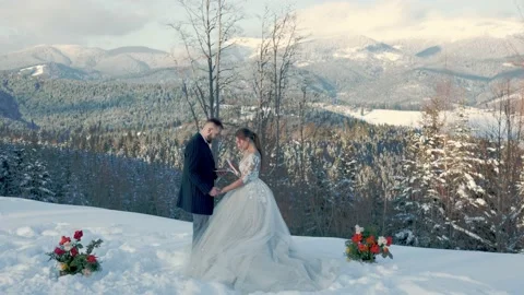 Couple in winter on the mountain Stock Footage 152969615