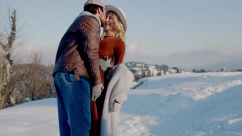 Couple in winter in the mountains Stock Footage 152922628