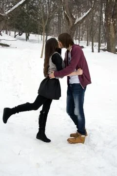 Couple in winter Stock Photos