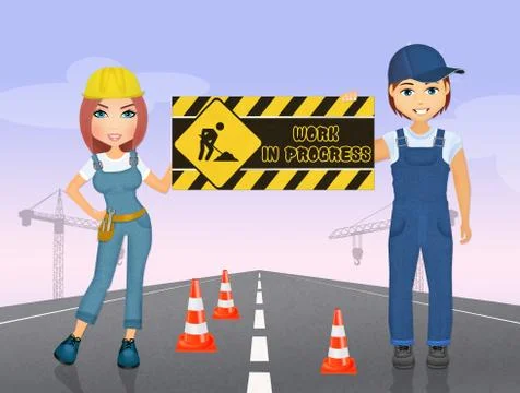 Couple work in progress Stock Illustration