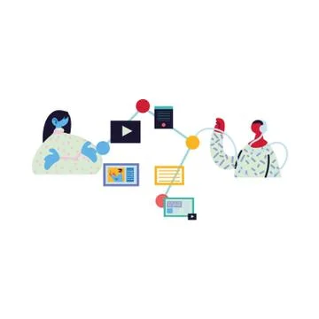 Couple working and learning online. Illustrazione stock