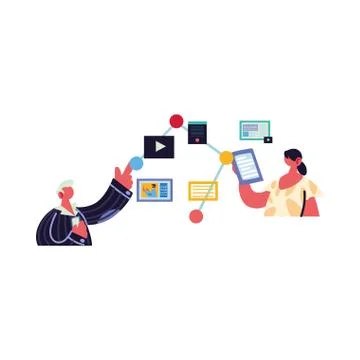 Couple working and learning online. Illustrazione stock