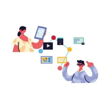 Couple working and learning online. Stock Illustration