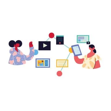 Couple working and learning online. Stock Illustration