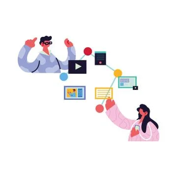 Couple working and learning online. Stock Illustration
