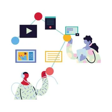 Couple working and learning online. Illustrazione stock