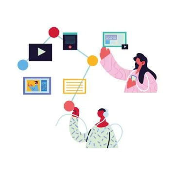 Couple working and learning online. Stock Illustration