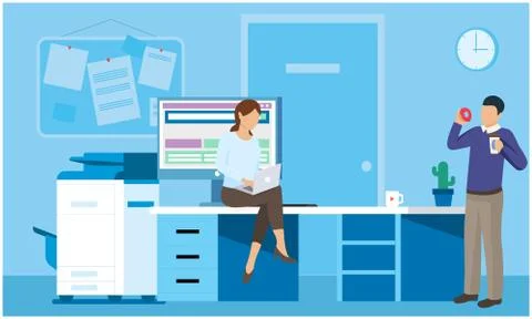 A couple is working in a office Stock Illustration