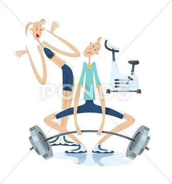 Couple working out at a gym Stock Illustration
