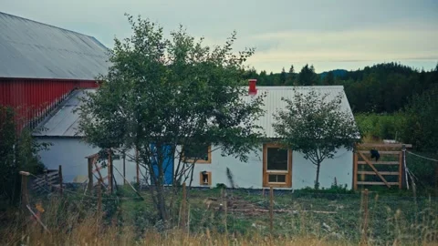 Couple Is Working Outdoors In A Garden Yard Of A Rural Village. Timelapse Stock Footage 337536287
