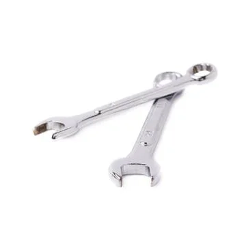 Couple of wrenchs metal instruments isolated over white background Fotos Stock