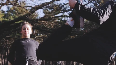 Couple of young athletes Stock Footage 85238917