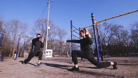 Couple of young athlets Stock Footage 85238702