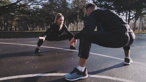 Couple of young athlets Stock Footage 85238889
