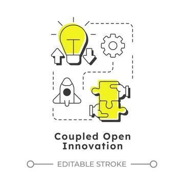 Coupled open innovation modern linear concept icon Stock Illustration