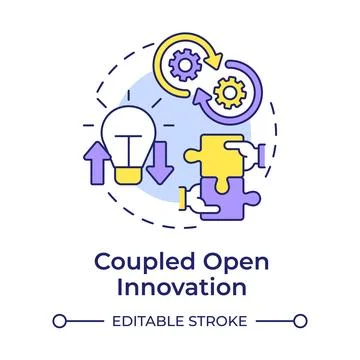 Coupled open innovation multi color concept icon Stock Illustration