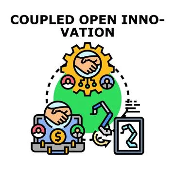 Coupled open innovation process fostering collaboration development Stock Illustration