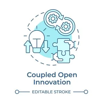 Coupled open innovation soft blue concept icon Stock Illustration