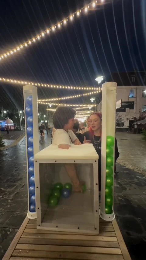 Couple's Carnival Challenge Comes Down to a Neck-and-Neck Finish, Tyumen, Russia Stock Footage 315679139