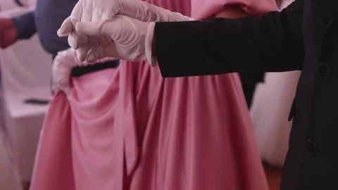 Couples dance waltz quadrille on historical costumed ball in historical dresses Vídeos de archivo 244079404