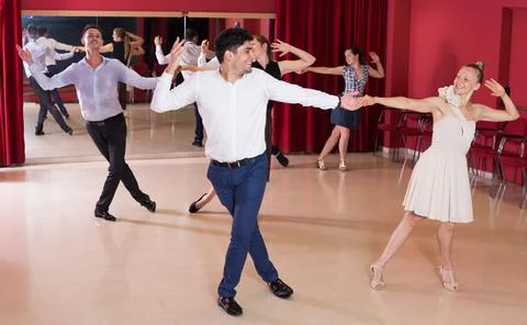 Couples dancing boogie-woogie 스톡 사진