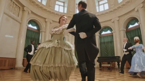 Couples Dancing at Classical Ball Stock Footage 256217149