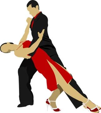 Couples dancing a tango Stock Illustration