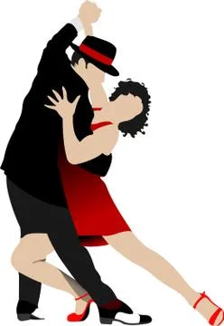 Couples dancing a tango Stock Illustration