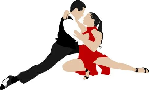 Couples dancing a tango Stock Illustration