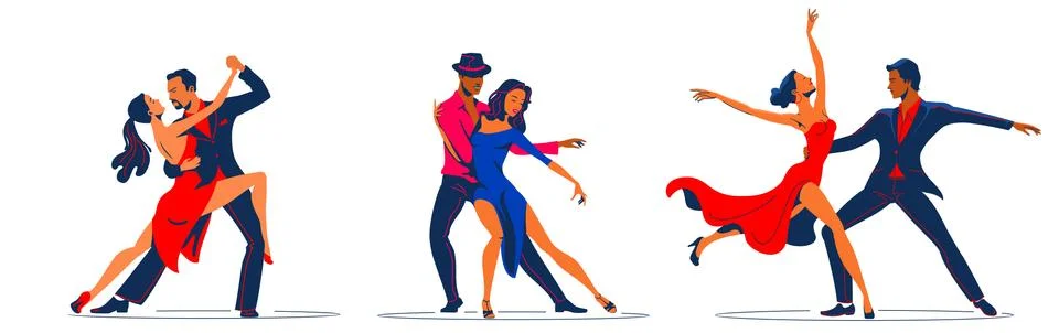Couples dancing tango with passionate. Ilustración de archivo