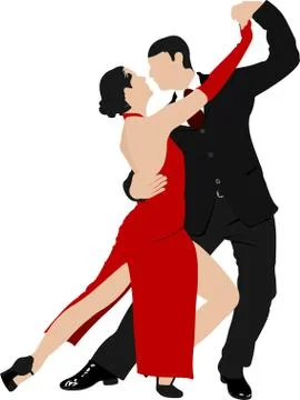 Couples dancing a tango. Vector illustration Stock Illustration
