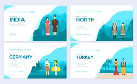 Couples from different countries of the world. Traditional clothing of different Stock Illustration