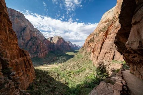 Couples epic summit to Angels Landing - Zion National Park Stock Photos