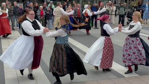 Couples Folk Dancing Live at Uppsala Culture night Stock Footage 345355161