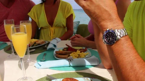 Couples having Breakfast on a Yacht Stock Footage 26734802