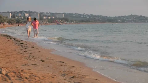 Couples Having Fun At The Beach Video stock 52695308