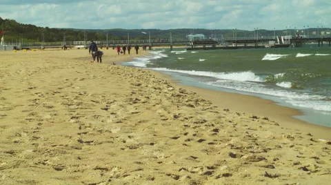 Couples having fun being together and walking on the beach. Stock Footage 53268399
