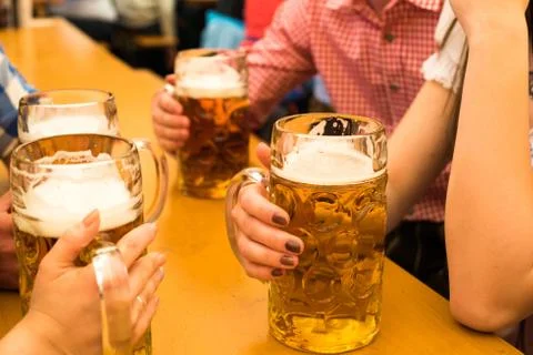Couples having fun at the Oktoberfest Stock Photos