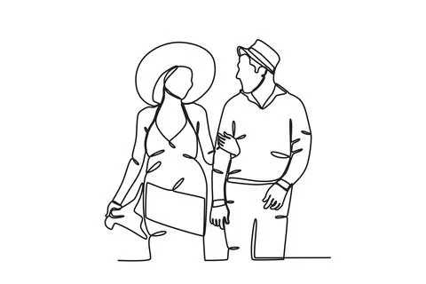 A couple's honeymoon to the beach Stock Illustration