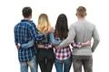 The couples hug on the white background Photo