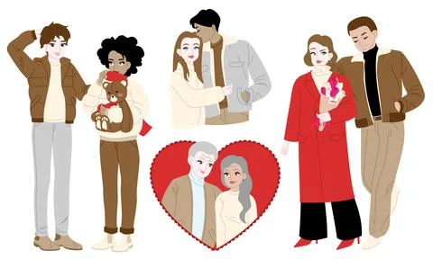 Couples in Love Stock Illustration