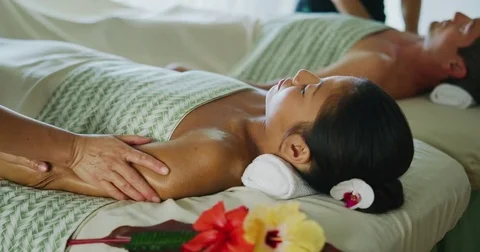 Couples Massage at the Spa Stock Footage 84182902
