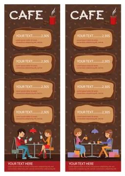 Couples of people in cafe. Vector Illustration with friends men and women Ilustração Stock