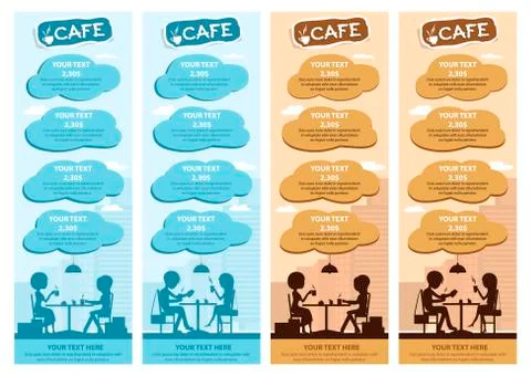 Couples of people in cafe. Vector Illustration with friends men and women s.. Ilustração Stock